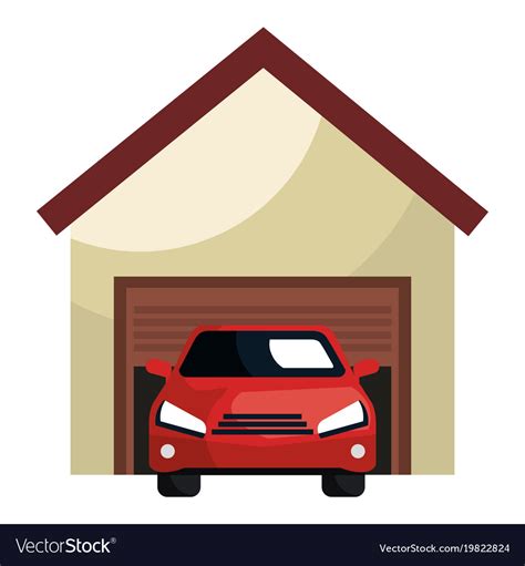 Garage Building With Car Royalty Free Vector Image