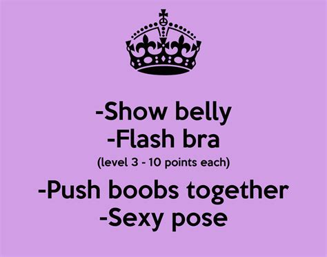 Show Belly Flash Bra Level Points Each Push Boobs Together Sexy Pose Poster Ghm