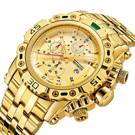 Classic Chronograph 18k Gold Plated Water Resistant