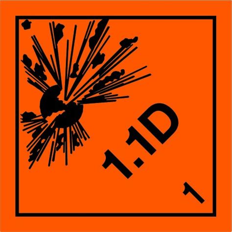 Class 1 1D Explosive Hazard Warning Diamond PlacardSuitable For The