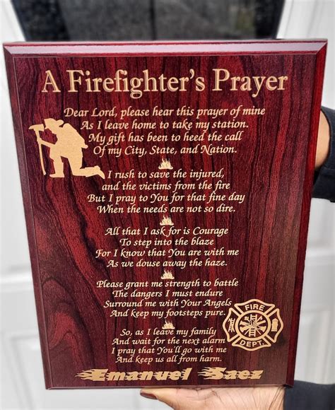 Firefighters Prayer Personalized Laser Engraved Fireman Etsy Canada