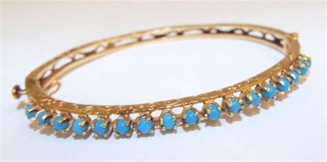 Sold Price 14k Gold And Turquoise Bangle Bracelet May 4 0117 1000