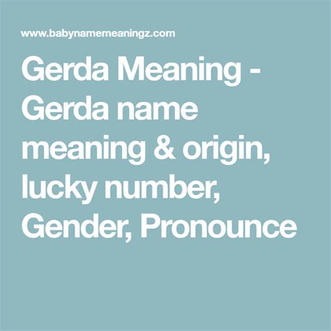 Gerda Meaning Gerda Name Meaning And Origin Lucky Number Gender