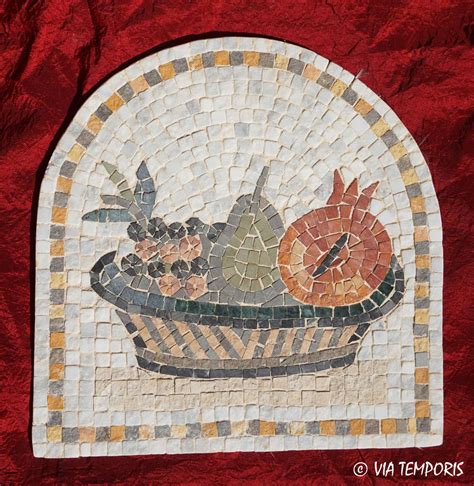 Roman Mosaic Basket With Fruits And Flowers Via Temporis Rep