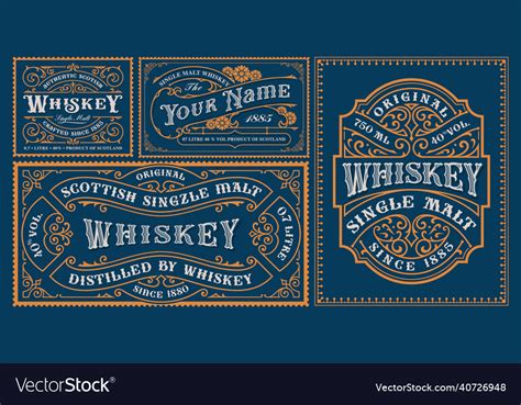 A Set Of Vintage Alcohol Label Templates Vector Image