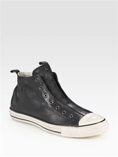 Converse John Varvatos Laceless Leather High Top Sneakers In Black For