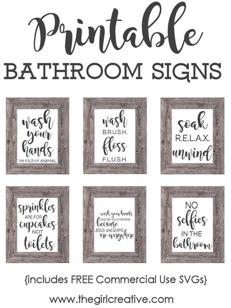 Printable Bathroom Signs Svgs The Girl Creative