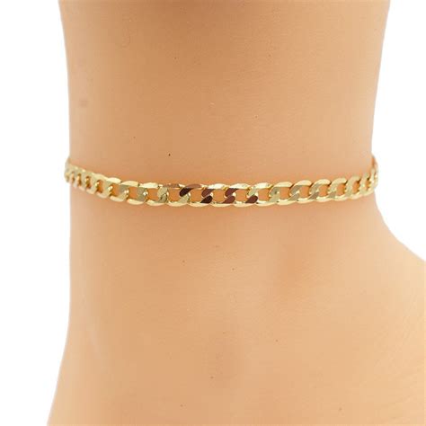 18k Gold Filled Cuban Link Anklet Bracelet 10 Etsy