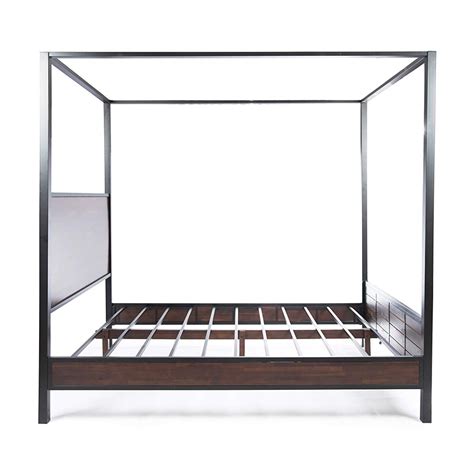 Experience luxurious comfort, whether calling it a night, catching a find a bed frame that complements your style. Wood Queen Size Canopy Bed with Black Metal Finished Iron ...