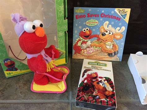 Elmo Saves Christmas Holiday Pack Vhs Book Plush Winter Sports Brand