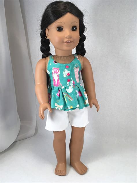 18 inch doll summer top and shorts 18 inch doll clothes summer top unicorn llama fits like