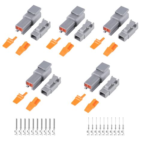 Buy Muyi 5 Kits 2 Pin Way Dtm Series Connector 22 15 Awg Maleandfemale