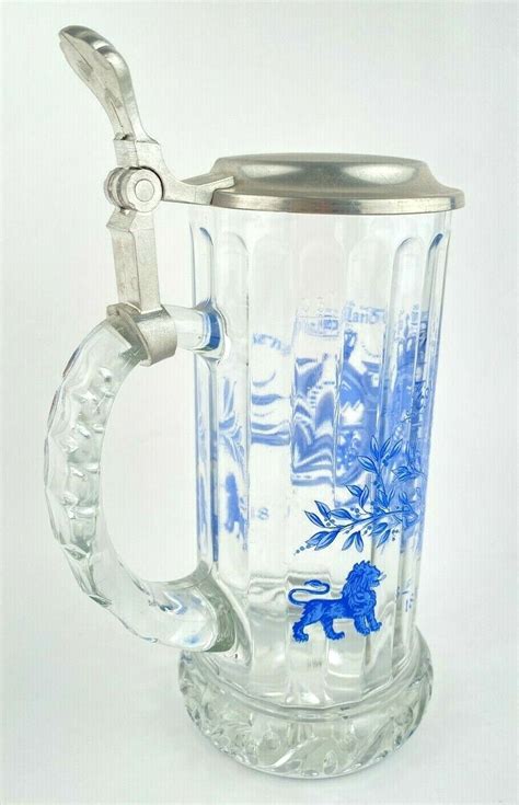Vintage Rastal Glass Lidded Beer Stein Germany Pewter Lid Tankard Mug 1990 Ebay