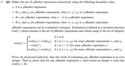 Solved Texts Q Define The Set Of Racket Expressions Inductively