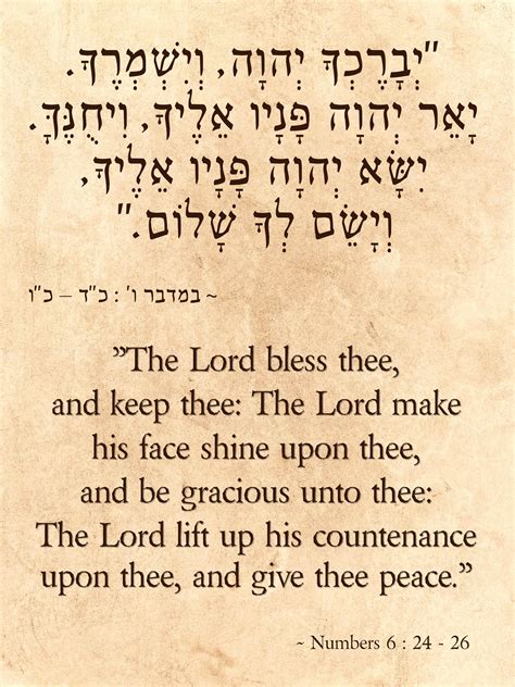 The Priestly Blessing In Hebrew The Lord Bless You And Keep You