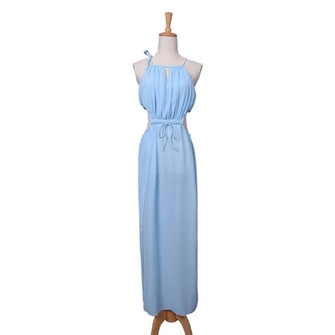 Fashion Summer Dress Chiffon Long Dress Women Backless 2017 Maxi Dresses Vestidos Sexy Blue