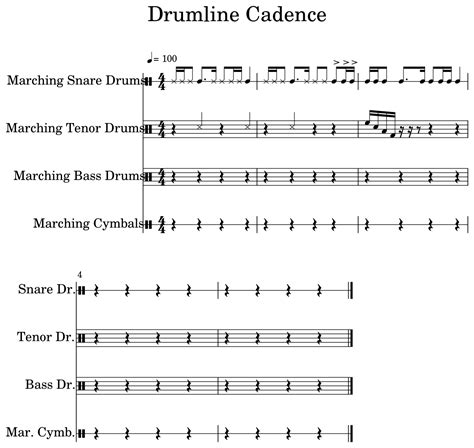 Drumline Cadence Sheet Music For Marching Bass Drums