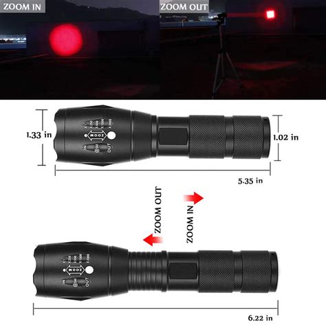 Tactical Red Led Flashlight Single Mode Hunting Handheld Flashlight