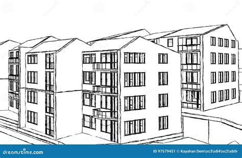 Apartment Building Stock Vector Illustration Of Drawing 97579451
