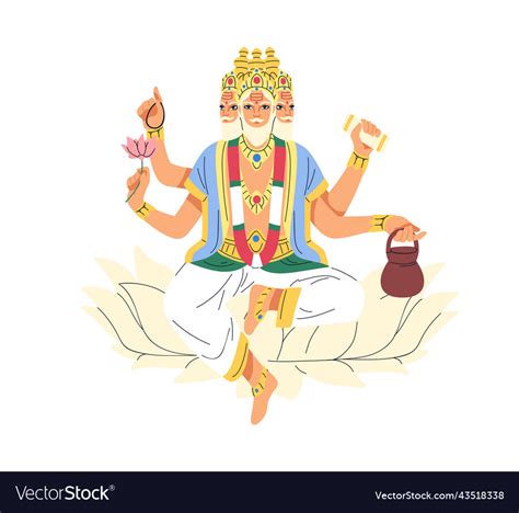 Brahma Indian Trinity God Hindu Creator Deity Vector Image