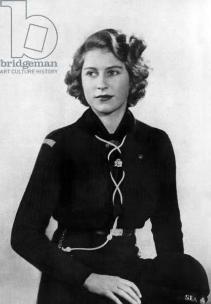 Princess Elizabeth Of England Wearing Girl Scout Uniform In 1943 Bw