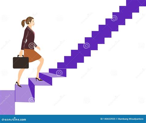 Vector Businesswoman Go Up Stair Illustration Stock Vector
