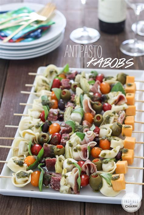 This recipe for antipasto salad is loaded with italian meats, cheese and veggies, all tossed in a homemade zesty dressing. Spiesje | Antipasto kabobs, Appetizer recipes, Appetizers