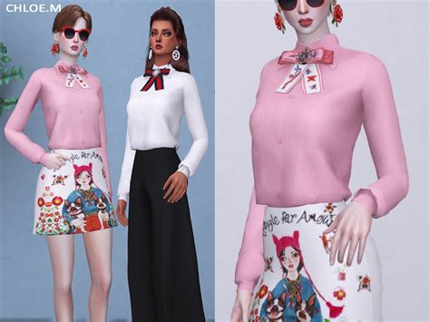 The Sims Resource Chloem Bow Tie Blouse