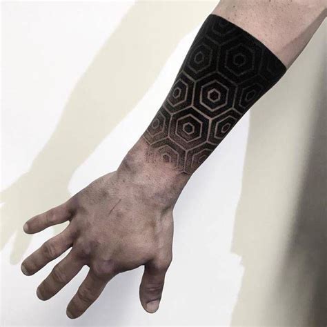 Black Dot Work Style Geometric Tattoo On The Forearm By Koldo Novella