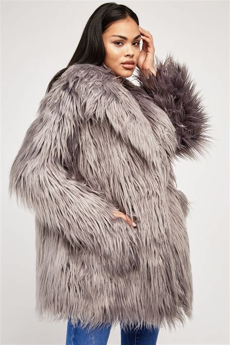 Fluffy Faux Fur Overlay Coat Just 21