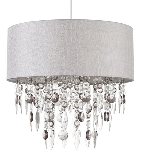 Grey lamp shades create a contemporary and mellow atmosphere which feature prominently in modern homes. Pair of Modern Large 40cm Easy Fit Jewelled Grey Ceiling ...