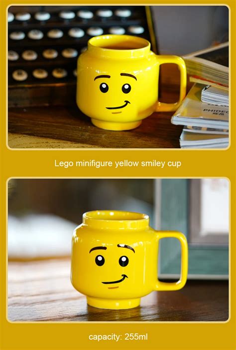 Ceramic Cup Lego Mugs Smiling Face Cartoon Coffee Milk Tea Mugs Atom