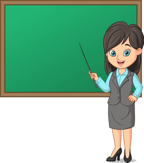 Young Female Teacher With Blackboard And Pointing Stick 5112673 Vector