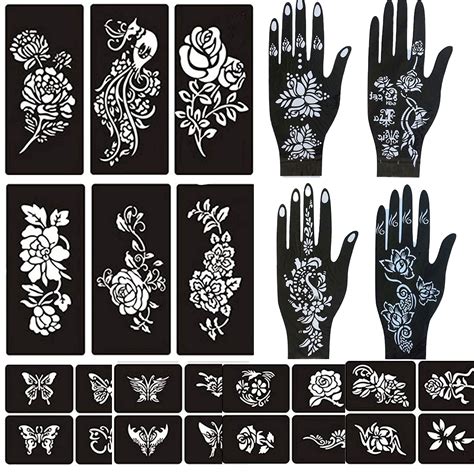 buy henna tattoo stencils for women black henna tattoo templates flowers butterflies reusable