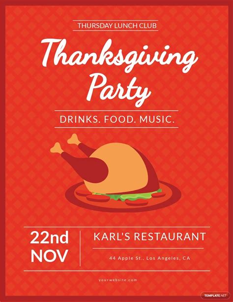 Thanksgiving Lunch Flyer Template Illustrator Word Apple Pages Psd