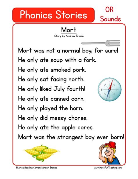 This Reading Comprehension Worksheet Mort Is For Teaching Reading