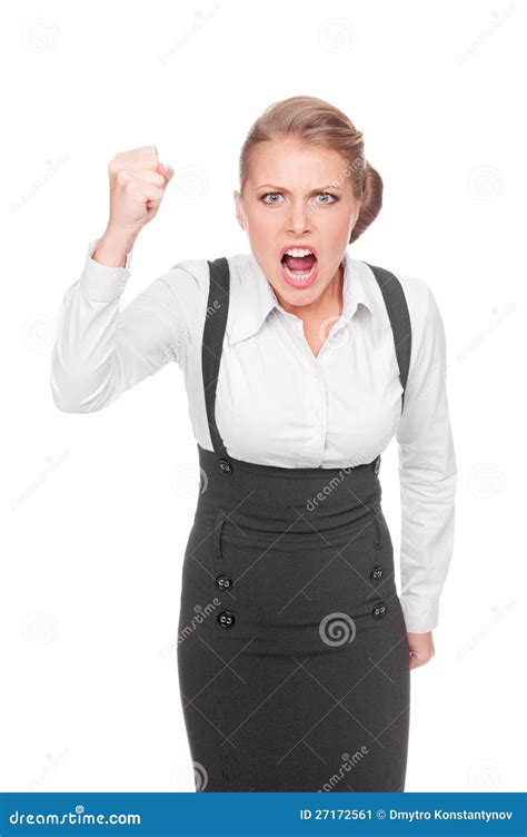 Angry Businesswoman Screaming Stock Image Image Of Threaten Isolated