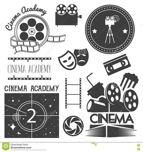 Ensemble De Vecteur De Logo De Cinéma Labels Insignes De Studio Et De