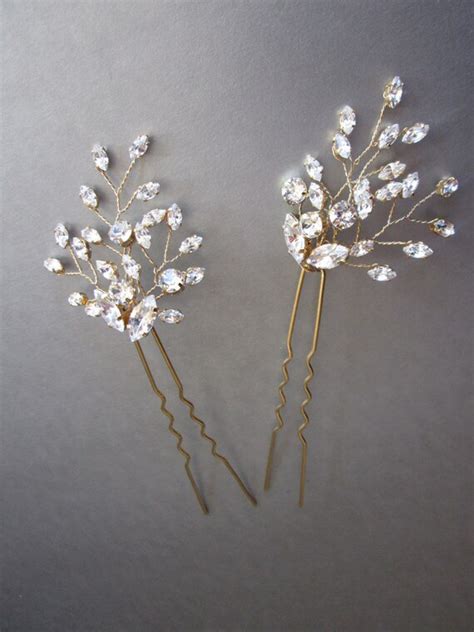Swarovski Crystal Hair Pins Bridal Crystal Hair Pins Wedding Etsy