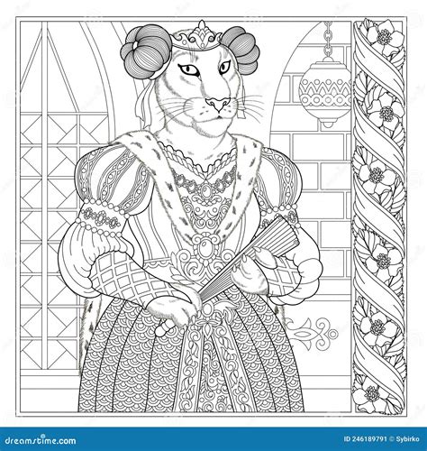 Lioness Coloring Page Stock Vector Illustration Of Adult 246189791