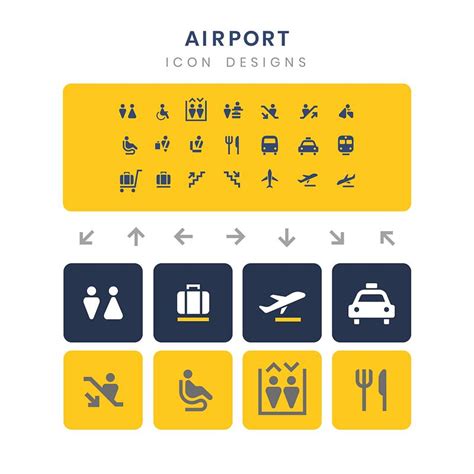Airport Signs Icon Vector Set Free Vector 538334
