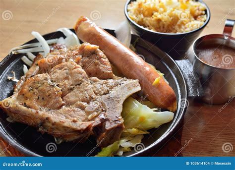 Pan Fried Pork Steak Stock Photo Image Of Meat Slice 103614104