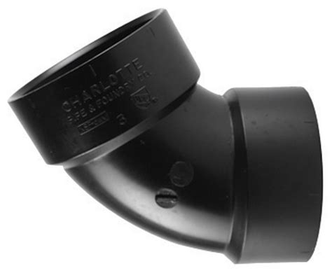Charlotte Pipe 4 In Hub X 4 In Dia Hub Abs 60 Degree Elbow