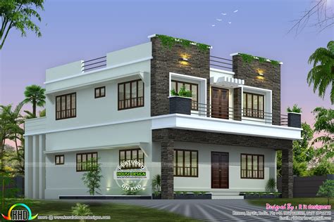 Front Side And Back View Of Box Model Home Kerala Home Design And