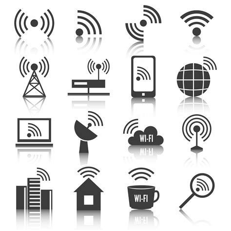 Wireless Communication Network Icons Set 436585 Vector Art At Vecteezy