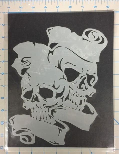 Two Skulls Design Laser Cut 10 Mil Mylar Airbrush Stencil For Art