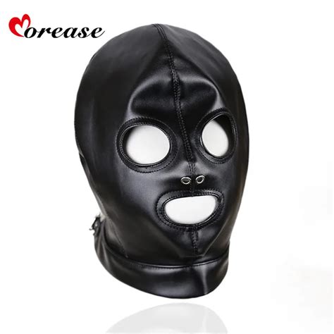 Party Cosplay Mask Sexy Bondage Leather Hood Bdsm Erotic Adult Games