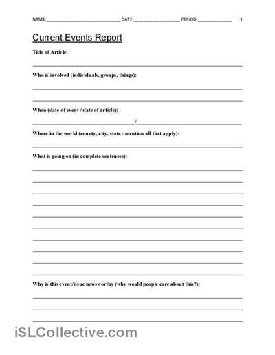 15 Best Images Of Current Events Worksheet Template Free