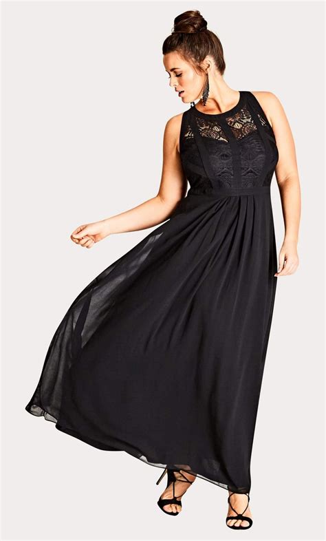 City Chic Chiffon Panelled Bodice Maxi Dress In Black Lyst