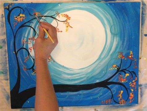 Learn How To Paint A Cat And Moon Acrylic Canvas Tutorial By Tracie